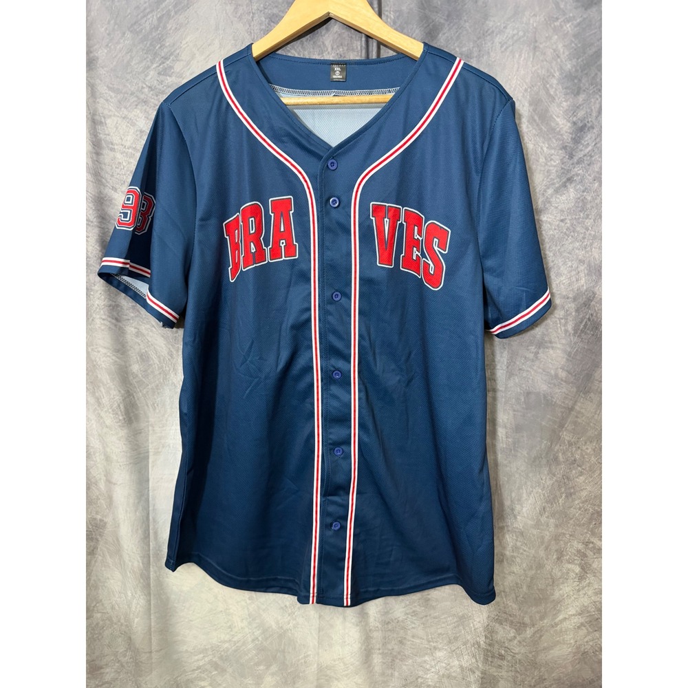 Morgan Wallen 98 Braves Baseball Jersey Navy Blue XXL Concert Fan Gear